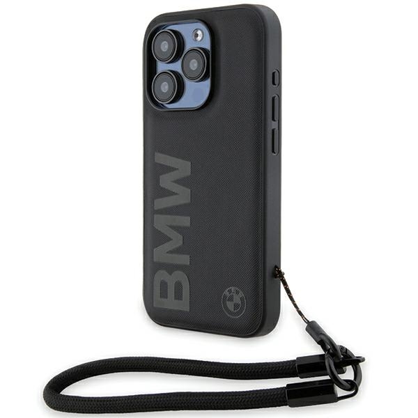 BMW - Signature Leather Wordmark Cord (BMHCP15L23RMRLK) - iPhone 15 Pro - Black KF2345154
