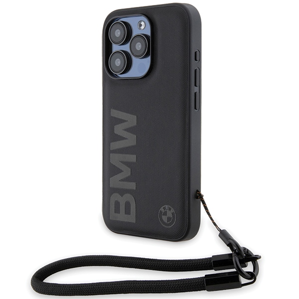 BMW - Signature Leather Wordmark Cord (BMHCP15X23RMRLK) - iPhone 15 Pro Max - Black KF2345156