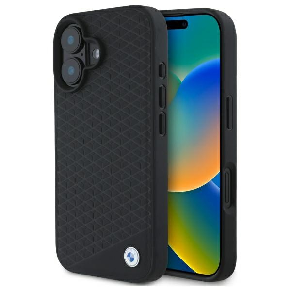 BMW - Signature Leather Diamond Metal Logo MagSafe (BMHMP16S23RDDK) - iPhone 16 - Black KF2345206