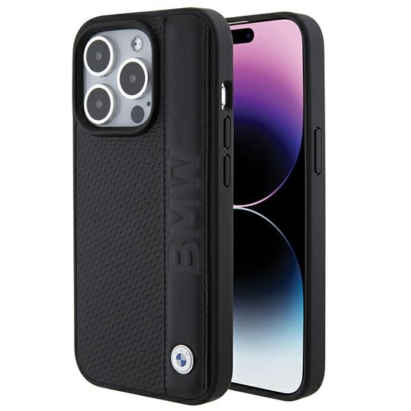 BMW - Natural Leather Textured & Stripe (BMHCP15L22RDPK) - iPhone 15 Pro - Black KF2345375