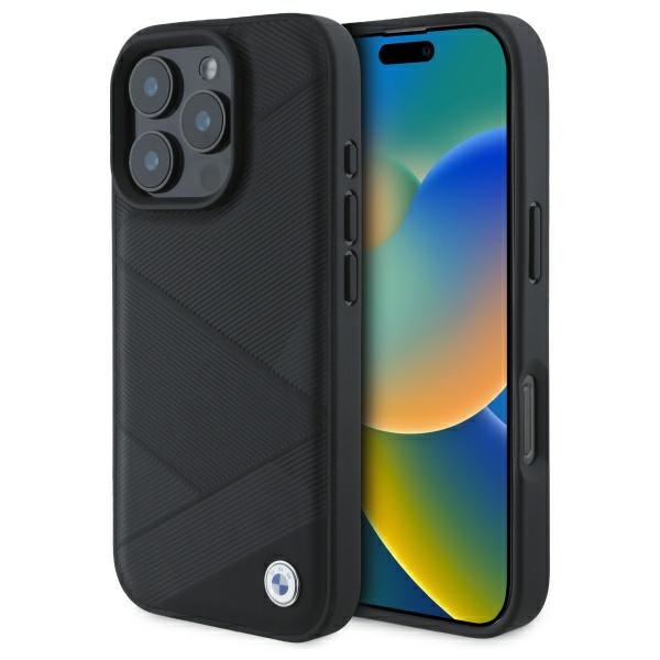 BMW Kryt z prírodnej kože pre iPhone 16 Pro Max – čierny KF2345384