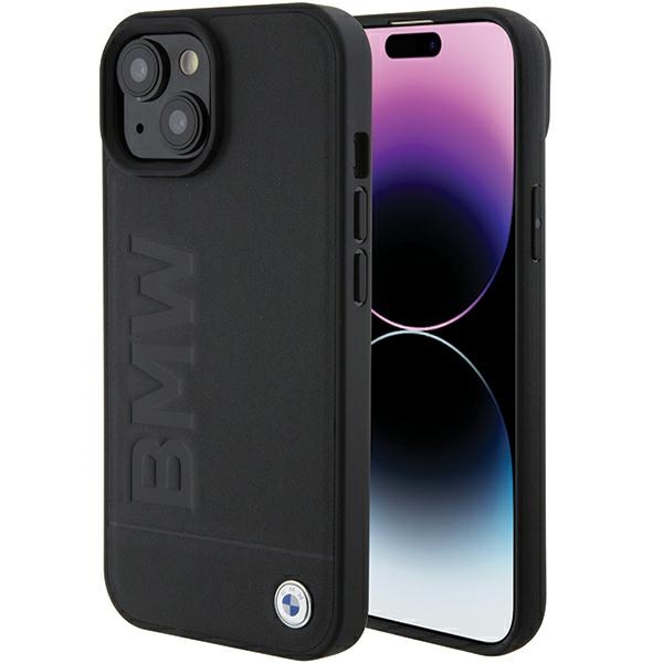 BMW - Natural MagSafe Leather Hot Stamp (BMHMP15MSLLBK) - iPhone 15 Plus - Black KF2345394