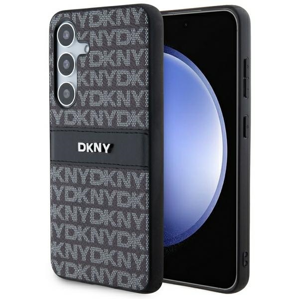 DKNY - Leather Mono Stripe & Metal Logo (DKHCS24MPRTHSLK) - Samsung Galaxy S24 Plus - Black KF2342640