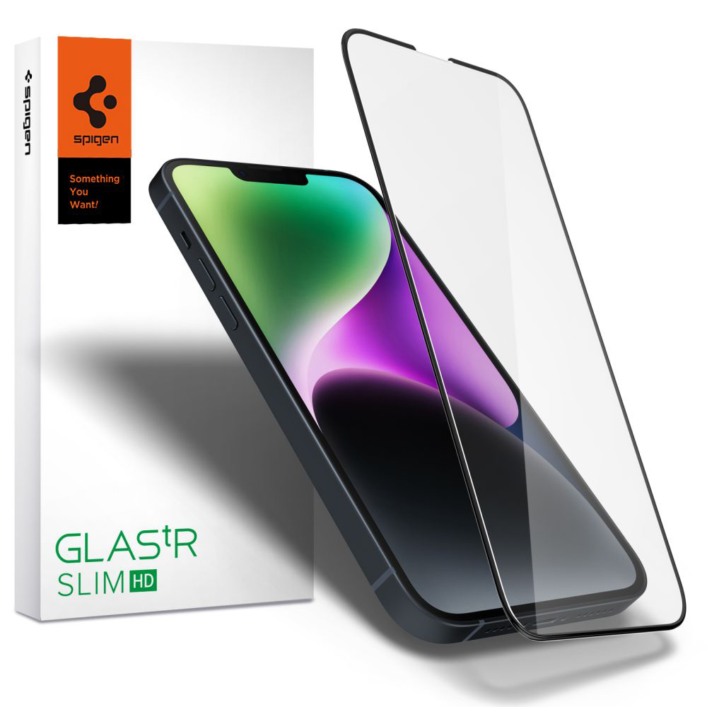 Spigen Glas.tR Slim Tvrdené sklo pre iPhone 13 / iPhone 13 Pro / iPhone 14 / iPhone 16e – čierne KF2346497