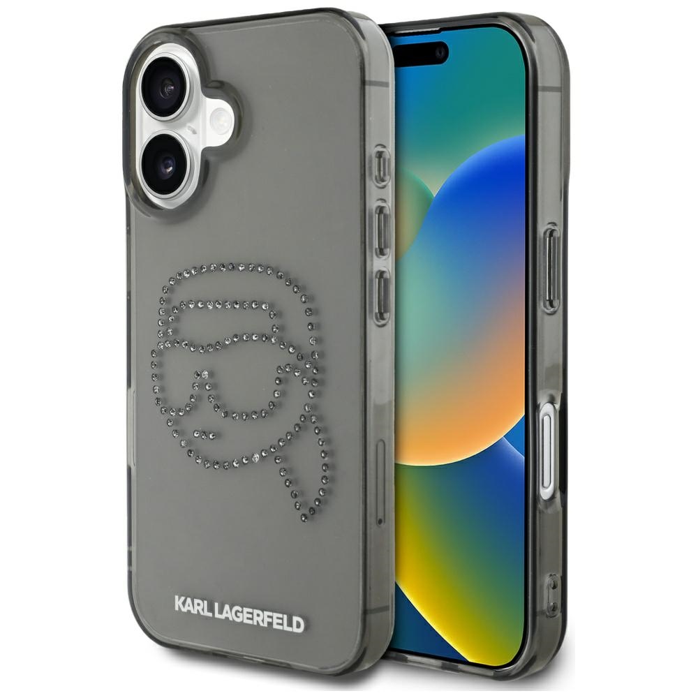 Karl Lagerfeld IML Rhinestones Kryt pre iPhone 16 – Karl Head KF2346536