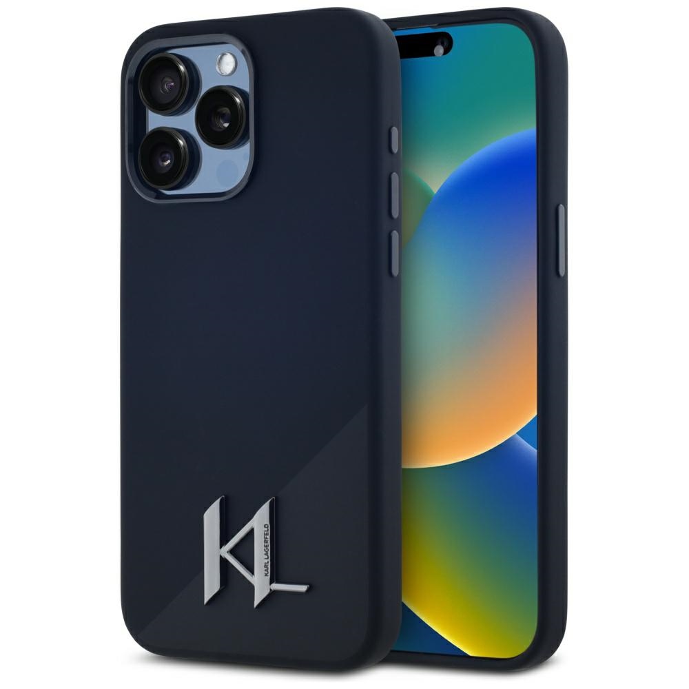 Karl Lagerfeld Silicone MagSafe Kryt pre iPhone 15 Pro Max – Shadow Metal Initial KF2346550