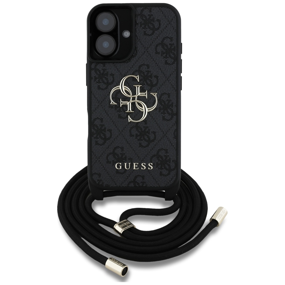 Guess Hardcase 4G Big Logo Kryt so šnúrkou pre iPhone 16 – čierny KF2346556