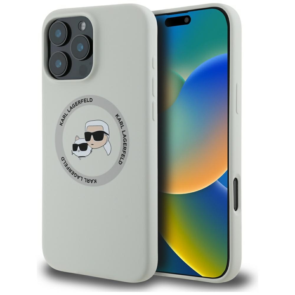 Karl Lagerfeld Silicone MagSafe Kryt pre iPhone 16 Pro – béžový Karl & Choupette KF2346577