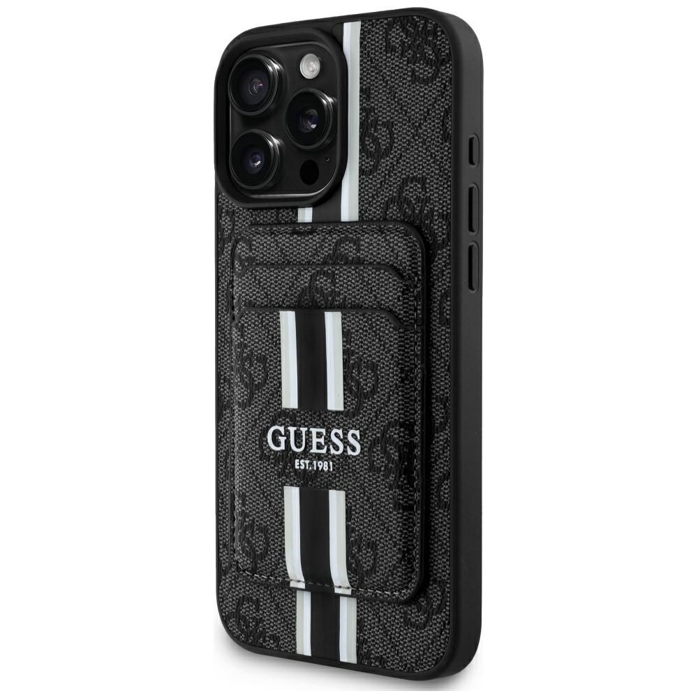 Guess Cardslot 4G Stripes MagSafe Kryt pre iPhone 16 Pro Max – čierny KF2346584