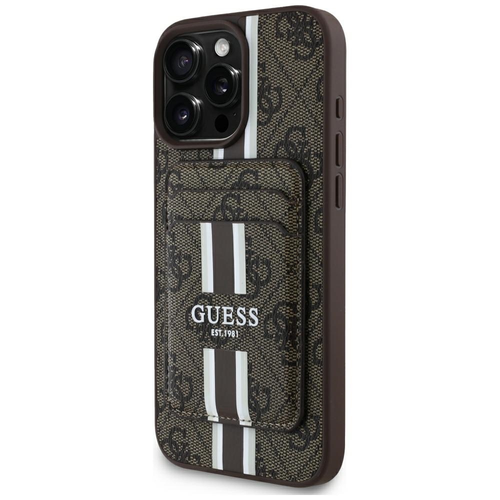 Guess Cardslot 4G Stripes MagSafe Kryt pre iPhone 16 Pro Max – hnedý KF2346585