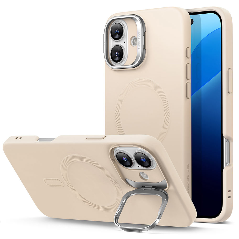 ESR Cloud Soft HaloLock Kickstand kryt na iPhone 16 Plus – svetlo béžový KF2330629
