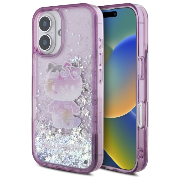 Hello Kitty Hardcase Liquid Glitter 50TH Anniversary Party kryt na iPhone 16 – fialový KF2345587
