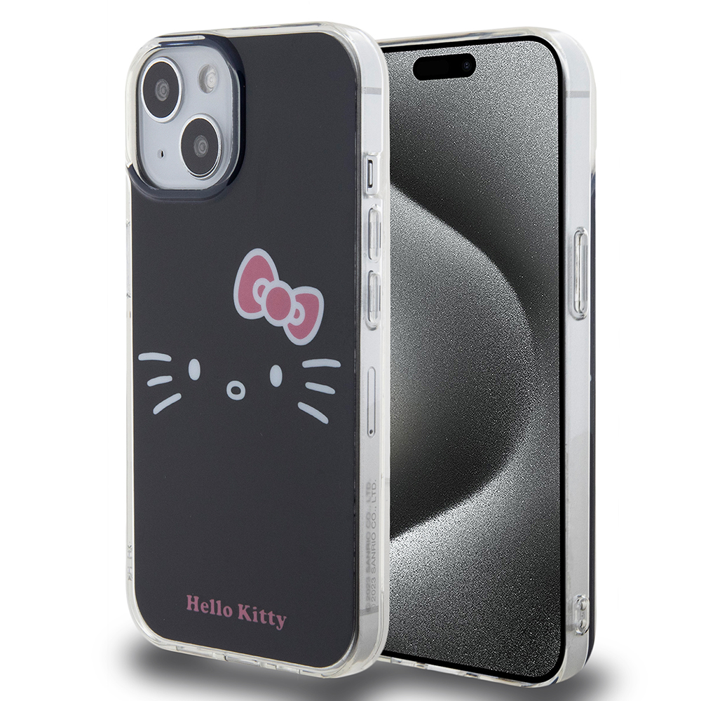 Hello Kitty Hardcase IML Kitty Face kryt na iPhone 15 – čierny KF2345608