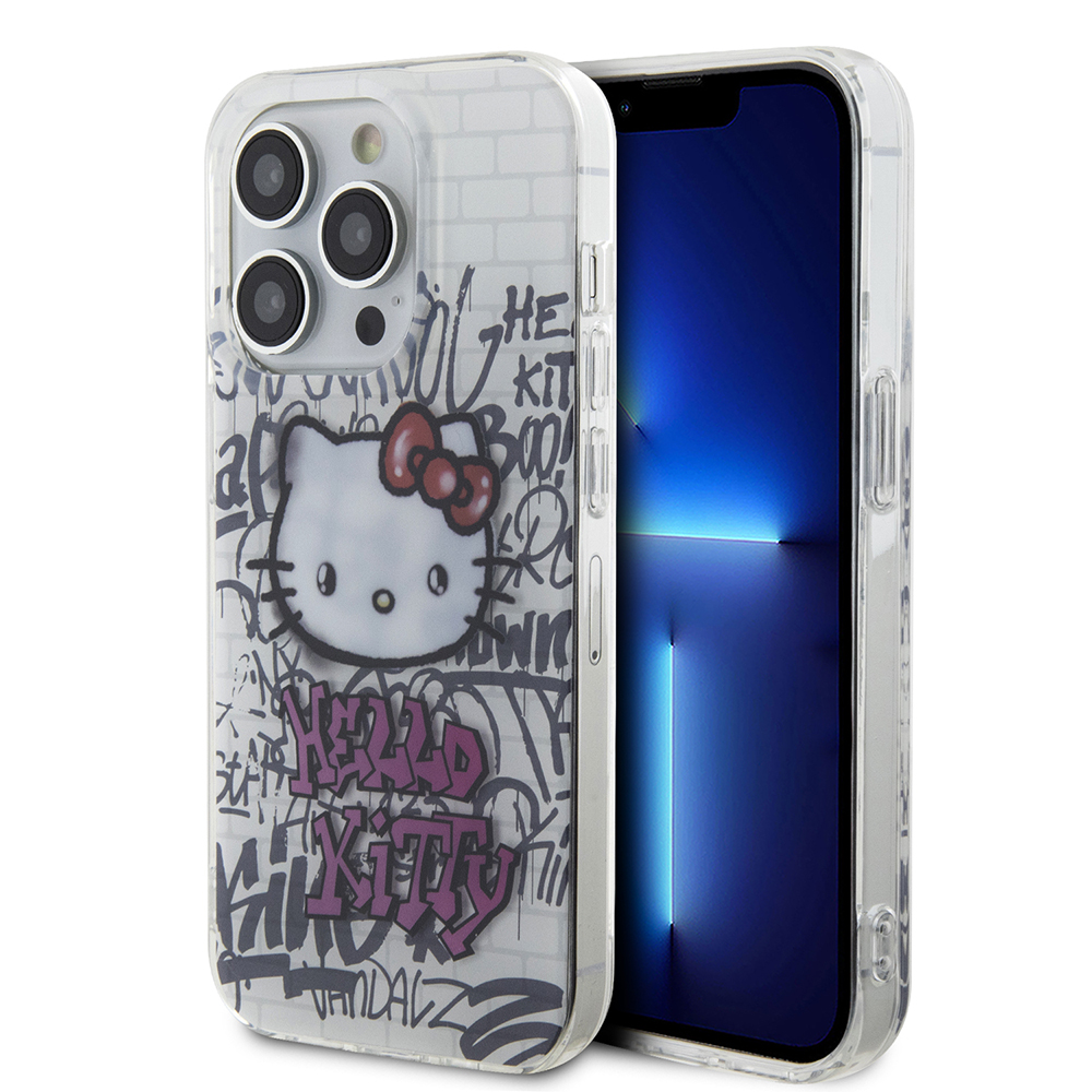 Hello Kitty Hardcase IML Kitty On Bricks Graffiti kryt na iPhone 15 – biely KF2345609