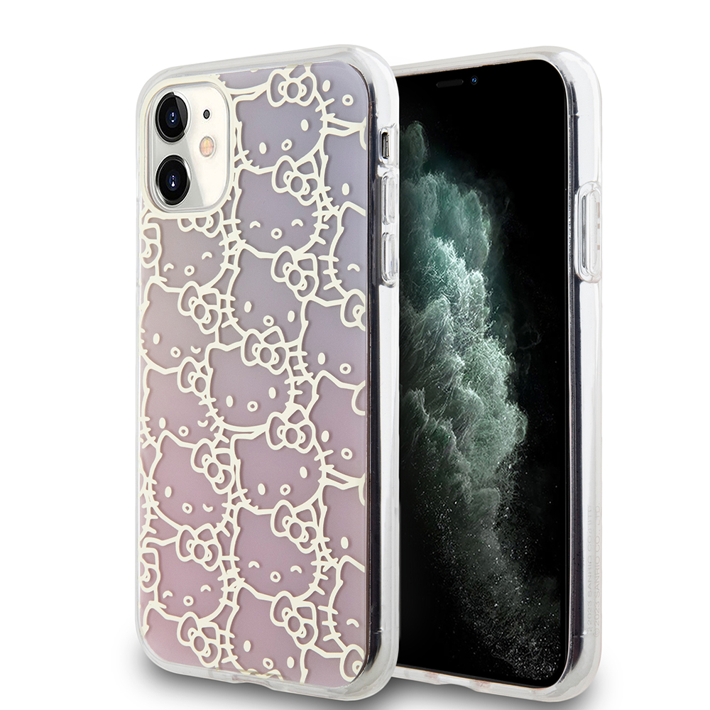 Hello Kitty Hardcase IML Gradient Electrop Crowded Kitty Head kryt na iPhone 11 – ružový KF2345638