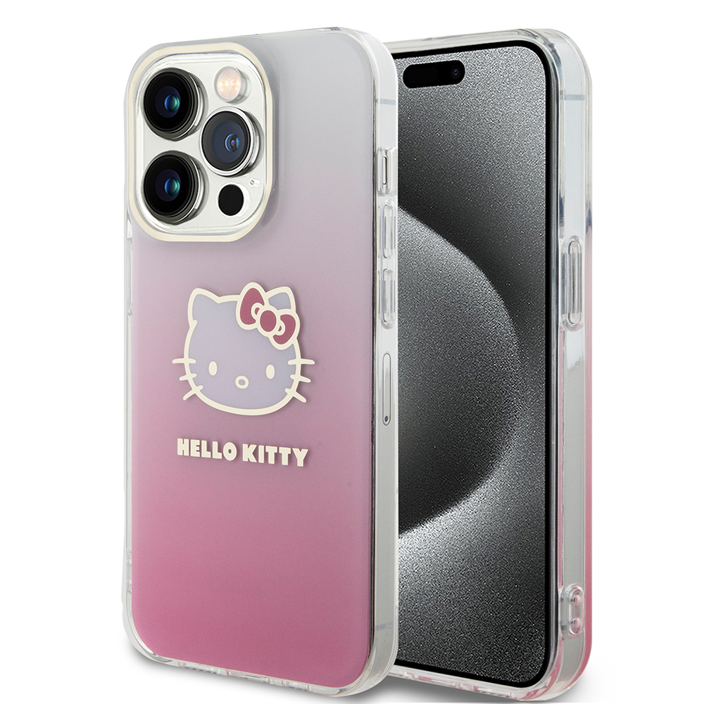 Hello Kitty Hardcase IML Gradient Electrop Kitty Head kryt na iPhone 15 Pro – ružový KF2345662