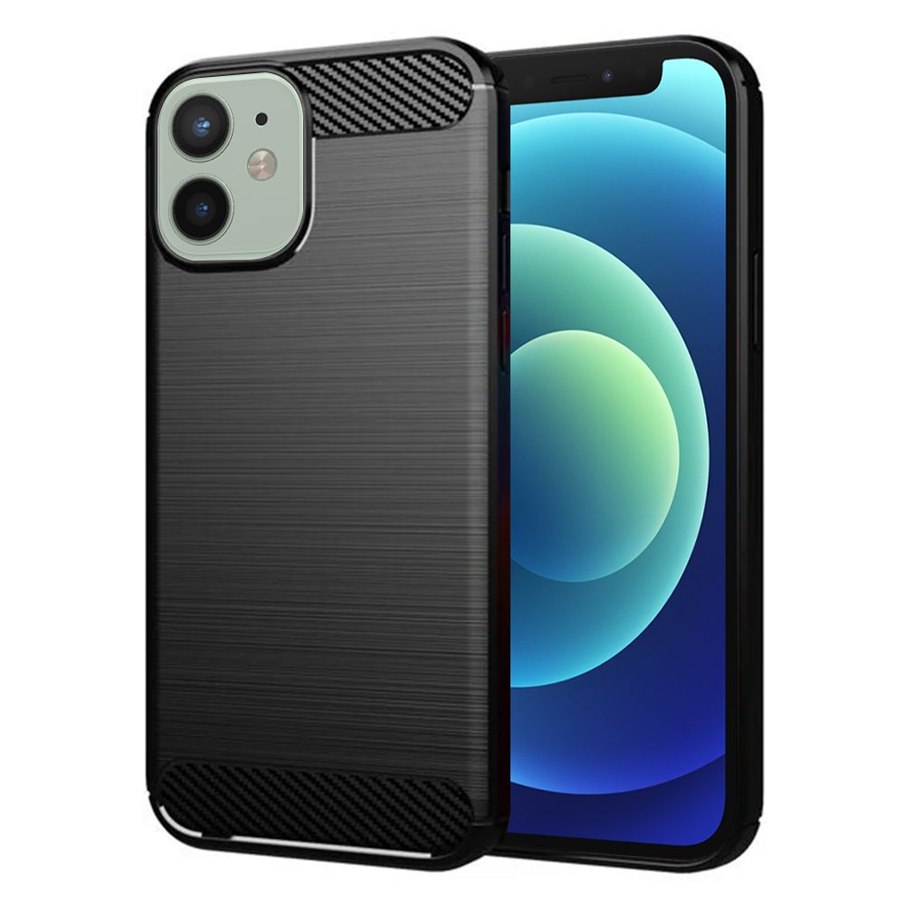 Techsuit Carbon Silicone kryt na iPhone 12 mini – čierny KF23430