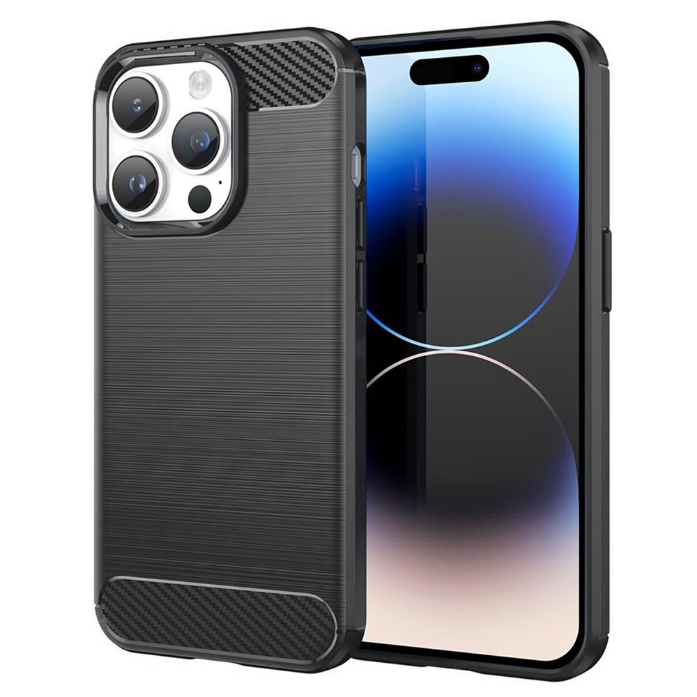 Techsuit Carbon Silicone kryt na iPhone 14 Pro – čierny KF239854