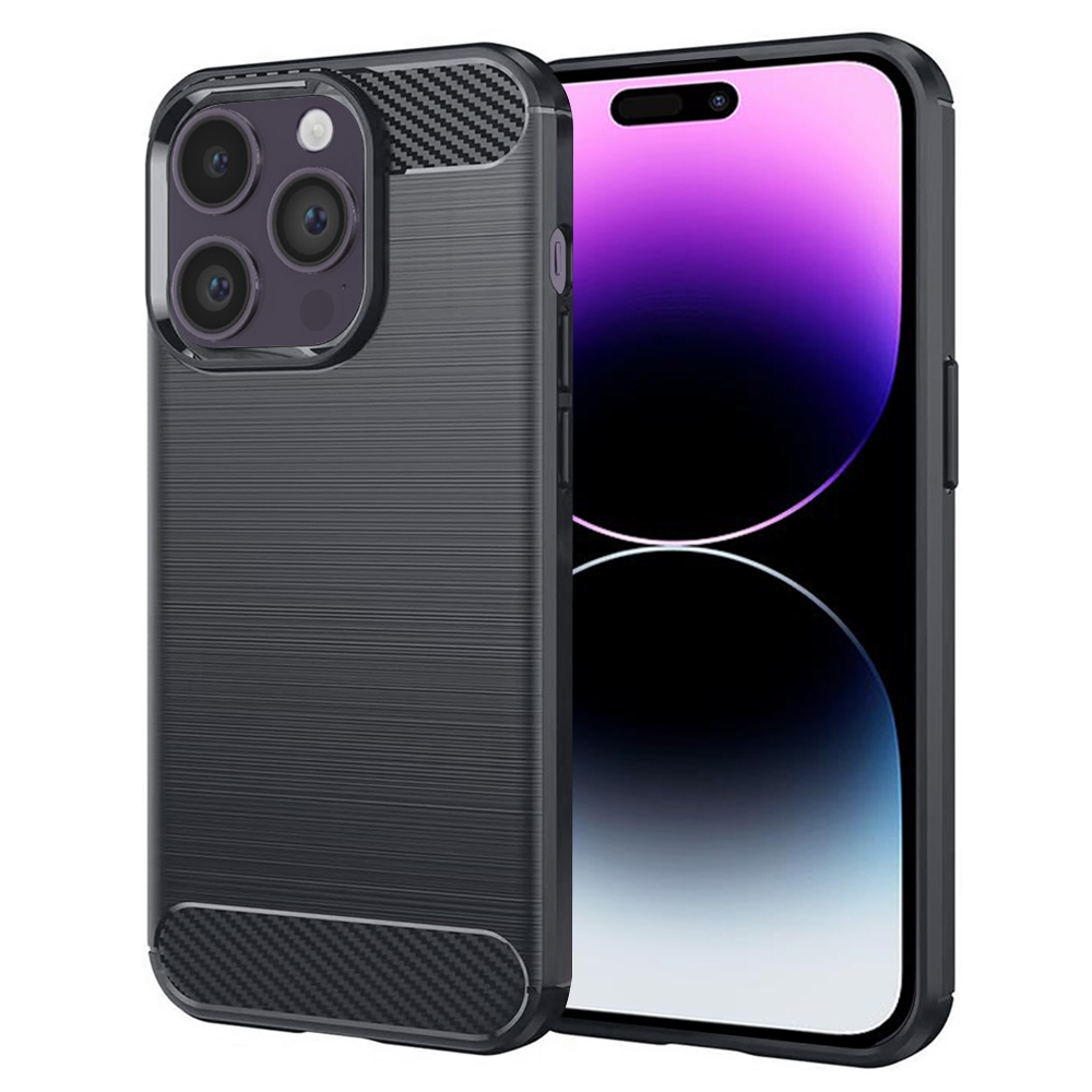 Techsuit Carbon Silicone kryt na iPhone 14 Pro Max – čierny KF239853