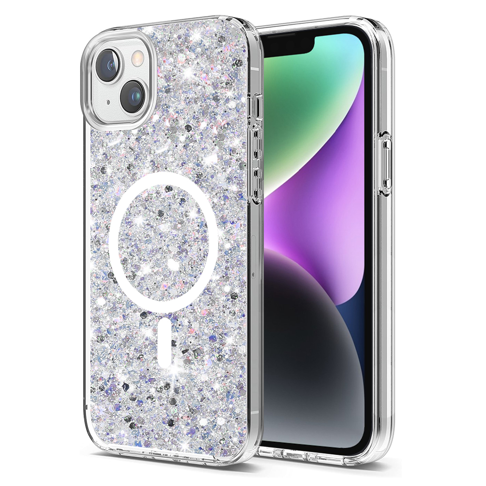 Techsuit Sparkly Glitter MagSafe kryt na iPhone 14 Plus / iPhone 15 Plus – biely KF2324002