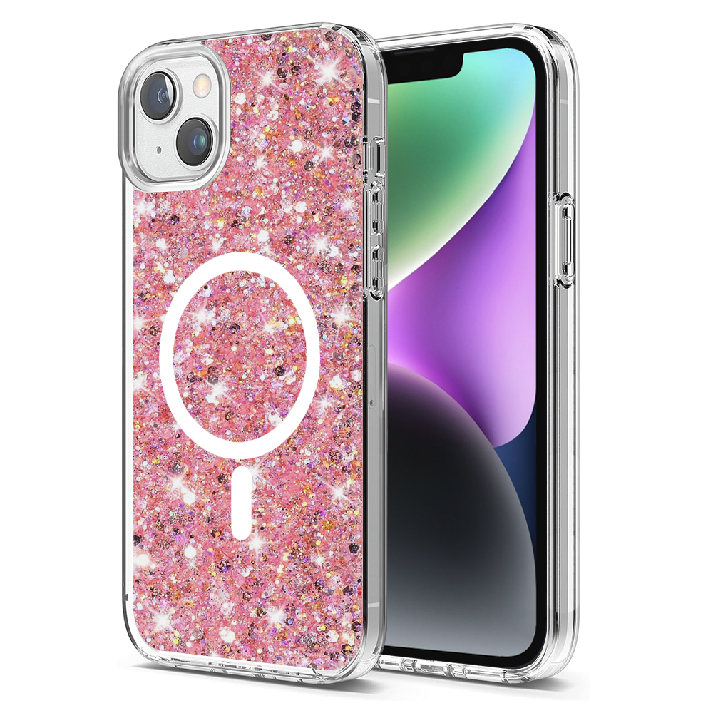Techsuit Sparkly Glitter MagSafe kryt na iPhone 14 Plus / iPhone 15 Plus – ružový KF2324003