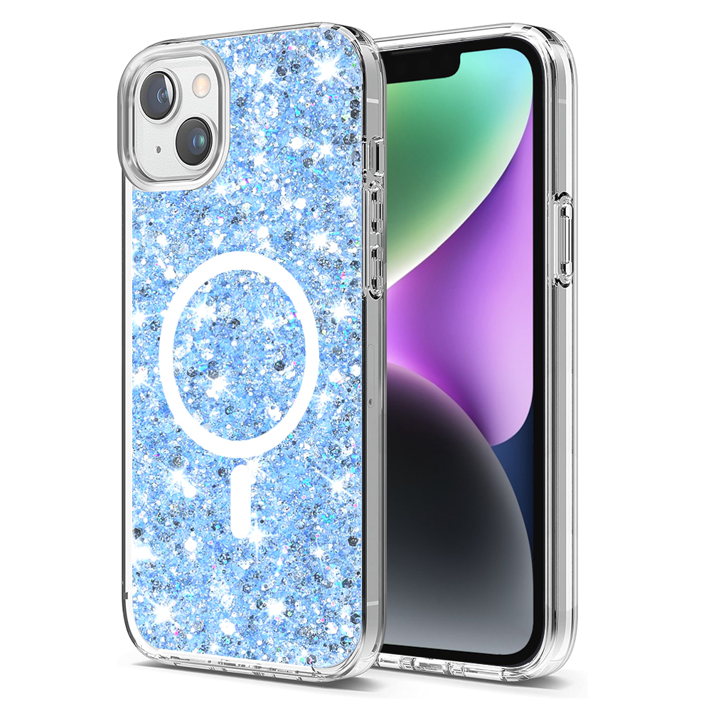 Techsuit Sparkly Glitter MagSafe kryt na iPhone 14 Plus / iPhone 15 Plus – modrý KF2324004