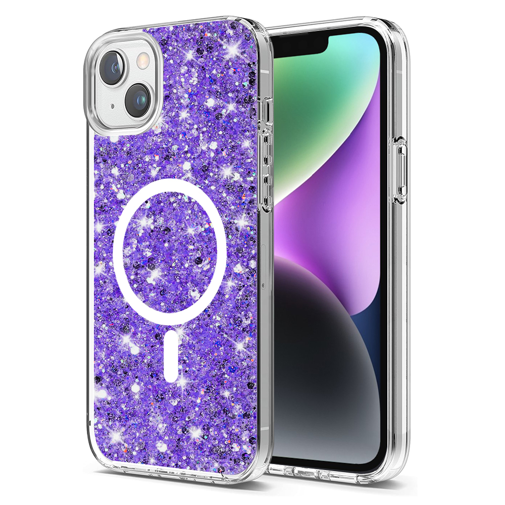 Techsuit Sparkly Glitter MagSafe kryt na iPhone 14 Plus / iPhone 15 Plus – fialový KF2324005