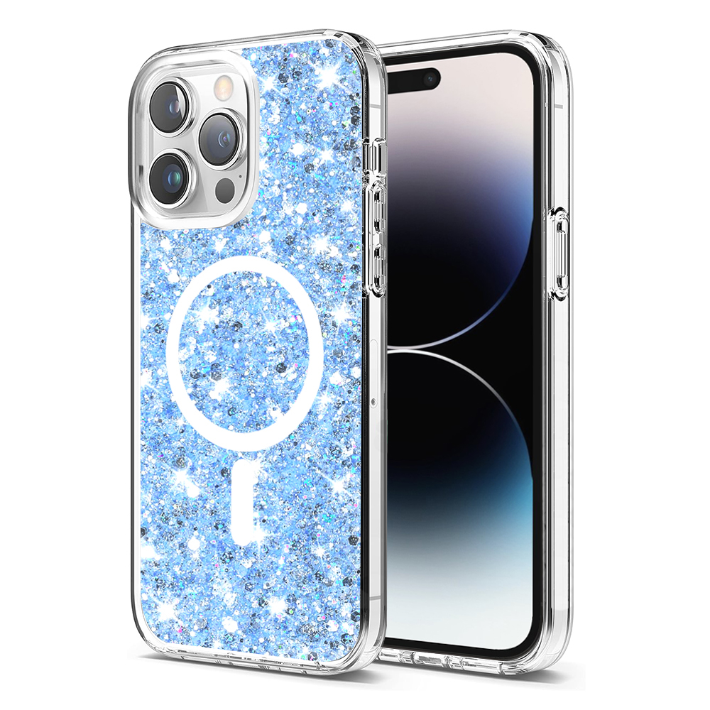 Techsuit Sparkly Glitter MagSafe kryt na iPhone 14 Pro Max – modrý KF2324014