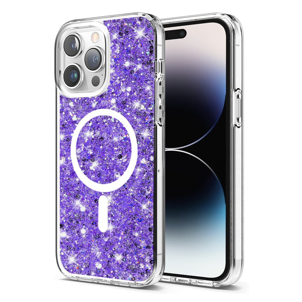 Techsuit Sparkly Glitter MagSafe kryt na iPhone 14 Pro Max – fialový KF2324015