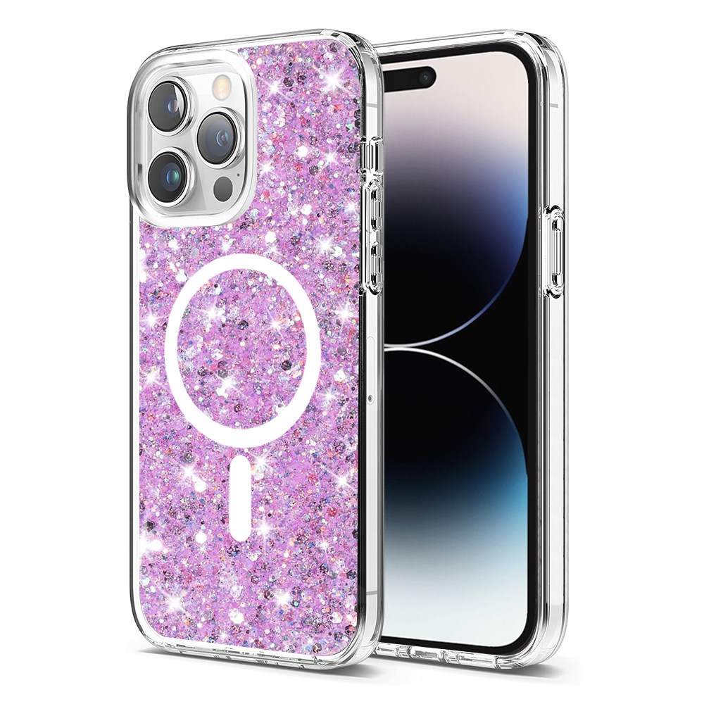 Techsuit Sparkly Glitter MagSafe kryt na iPhone 14 Pro Max – magenta KF2324016