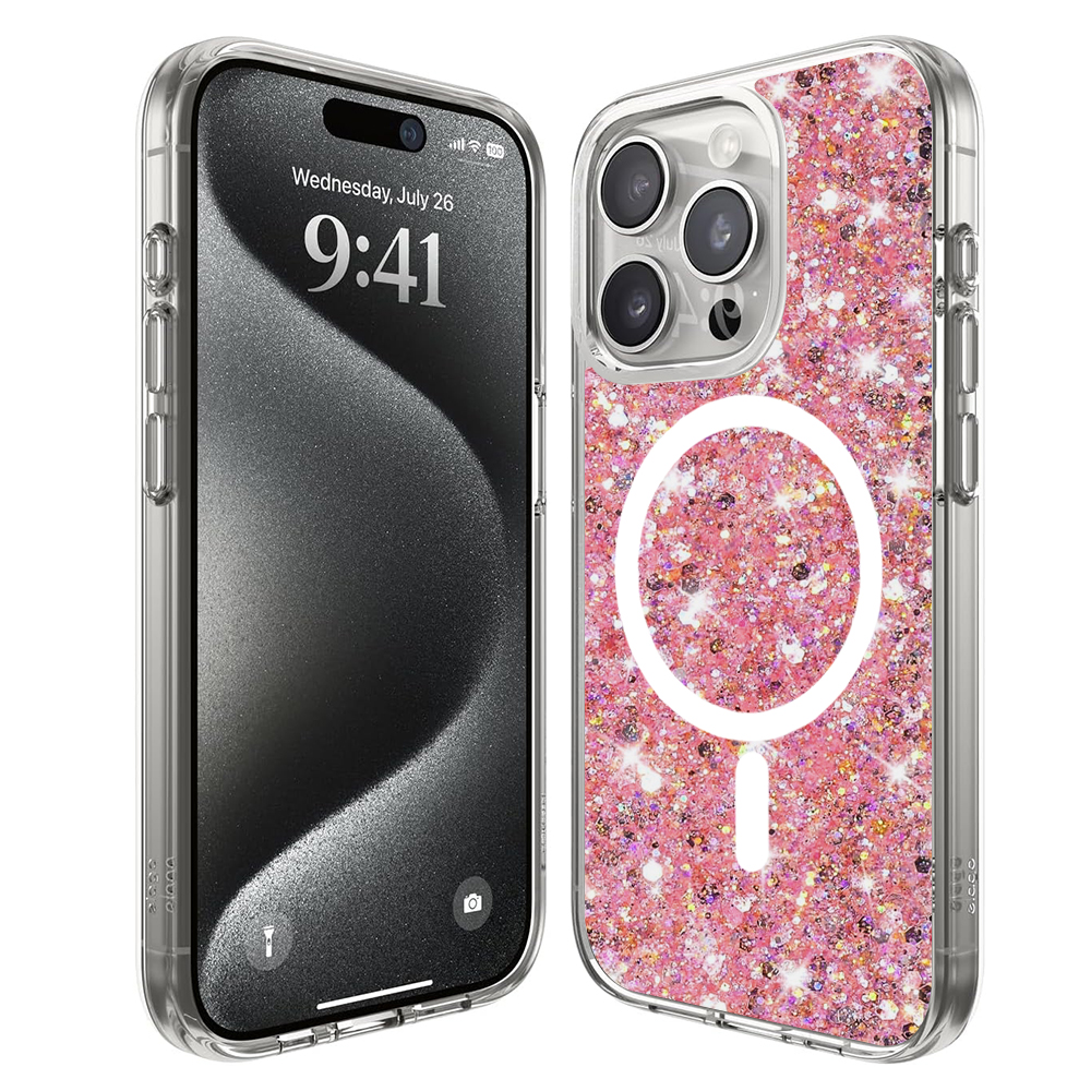Techsuit Sparkly Glitter MagSafe kryt na iPhone 15 Pro Max – ružový KF2324033