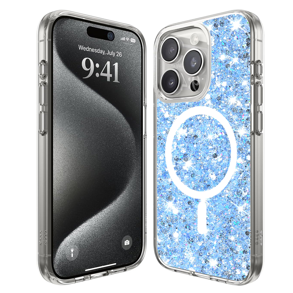 Techsuit Sparkly Glitter MagSafe kryt na iPhone 15 Pro Max – modrý KF2324034