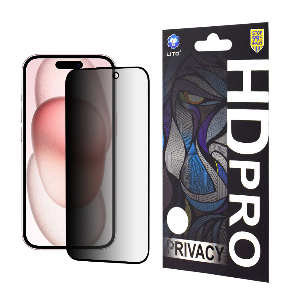 Lito HD Pro Privacy ochranné sklo na iPhone 15 – čierne KF2324137