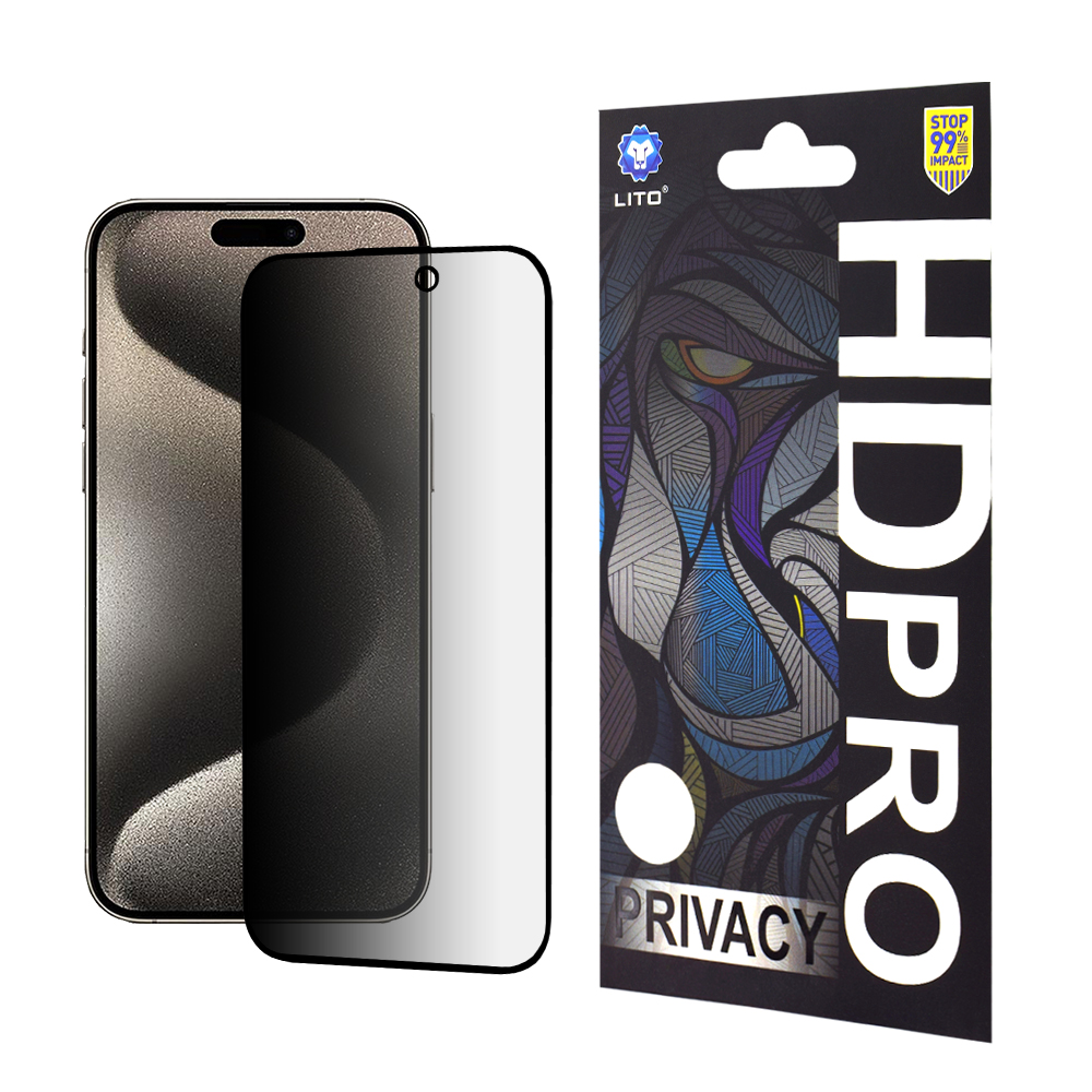 Lito HD Pro Privacy ochranné sklo na iPhone 15 Pro Max – čierne KF2324140
