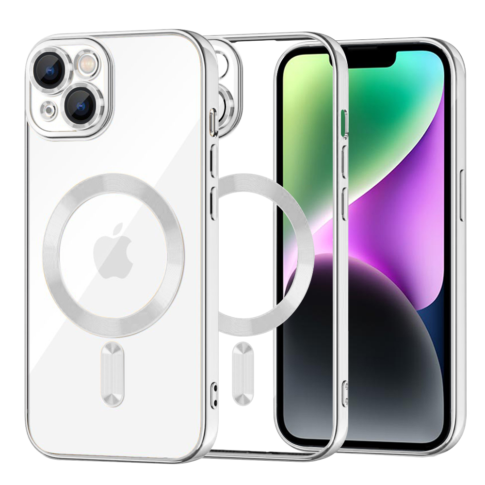 Techsuit Luxury Crystal MagSafe kryt na iPhone 14 – strieborný KF2324597