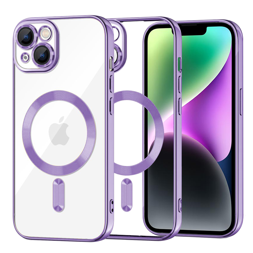 Techsuit Luxury Crystal MagSafe kryt na iPhone 14 – svetlo fialový KF2324599