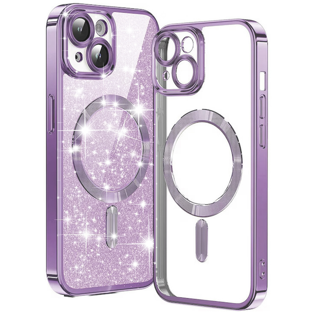 Techsuit Luxury Glitter MagSafe kryt na iPhone 15 – svetlo fialový KF2325001