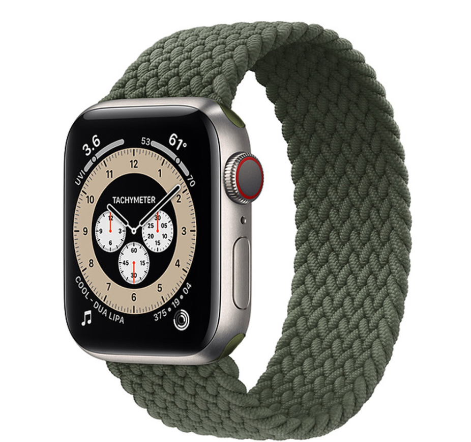 Nylonový elastický remienok na Apple Watch Farba: Zelená, Veľkosť remienka a ciferníka Apple Watch: L - 140mm(42/44/45mm)