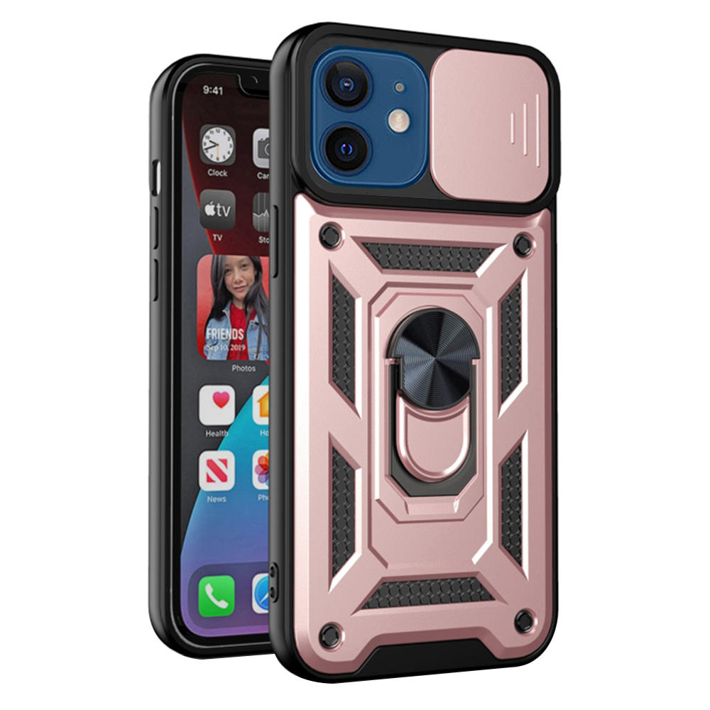 Techsuit CamShield Series kryt na iPhone 12 / iPhone 12 Pro – ružovo-zlatý KF2327401
