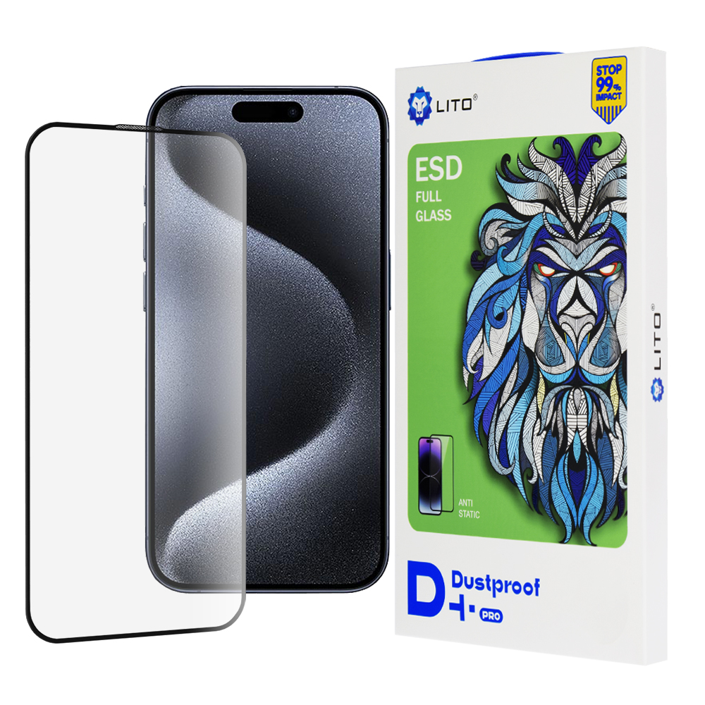 Lito D+ Pro Dustproof ochranné sklo na iPhone 15 Pro – čierne KF2330339