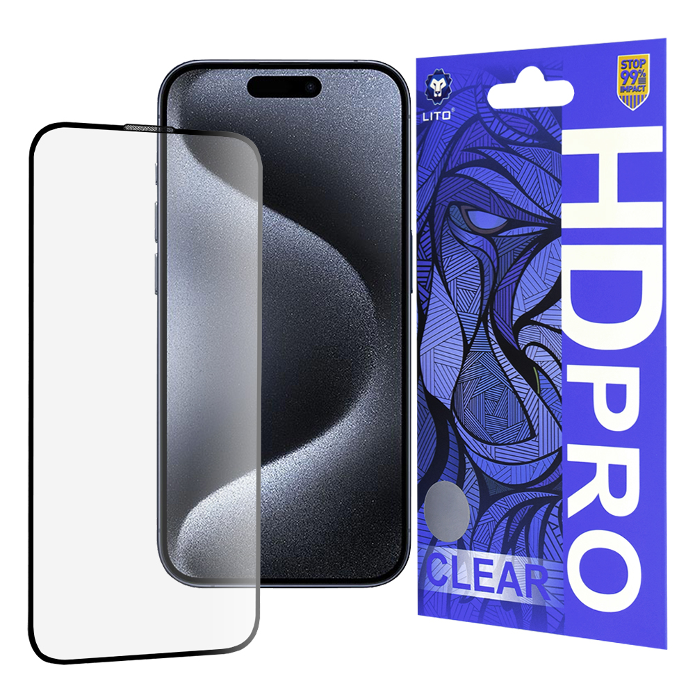 Lito HD Pro Clear ochranné sklo na iPhone 15 Pro – čierne KF2330360