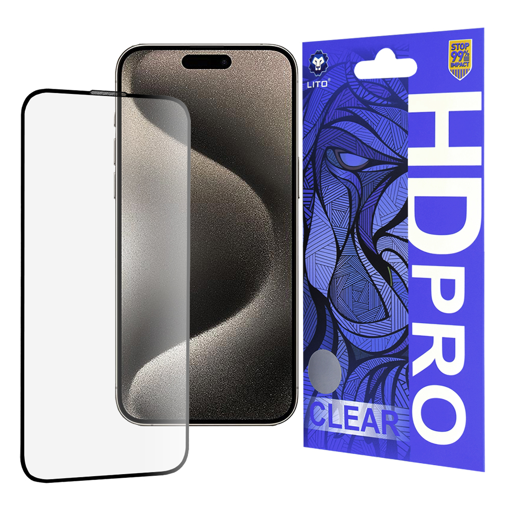 Lito HD Pro Clear ochranné sklo na iPhone 15 Pro Max – čierne KF2330362