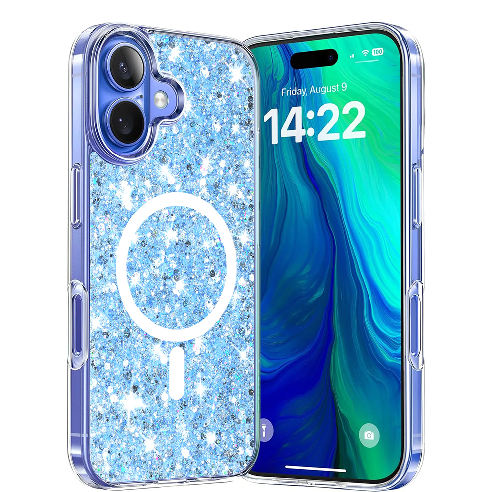 Techsuit Sparkly Glitter MagSafe kryt na iPhone 16 – modrý KF2332822