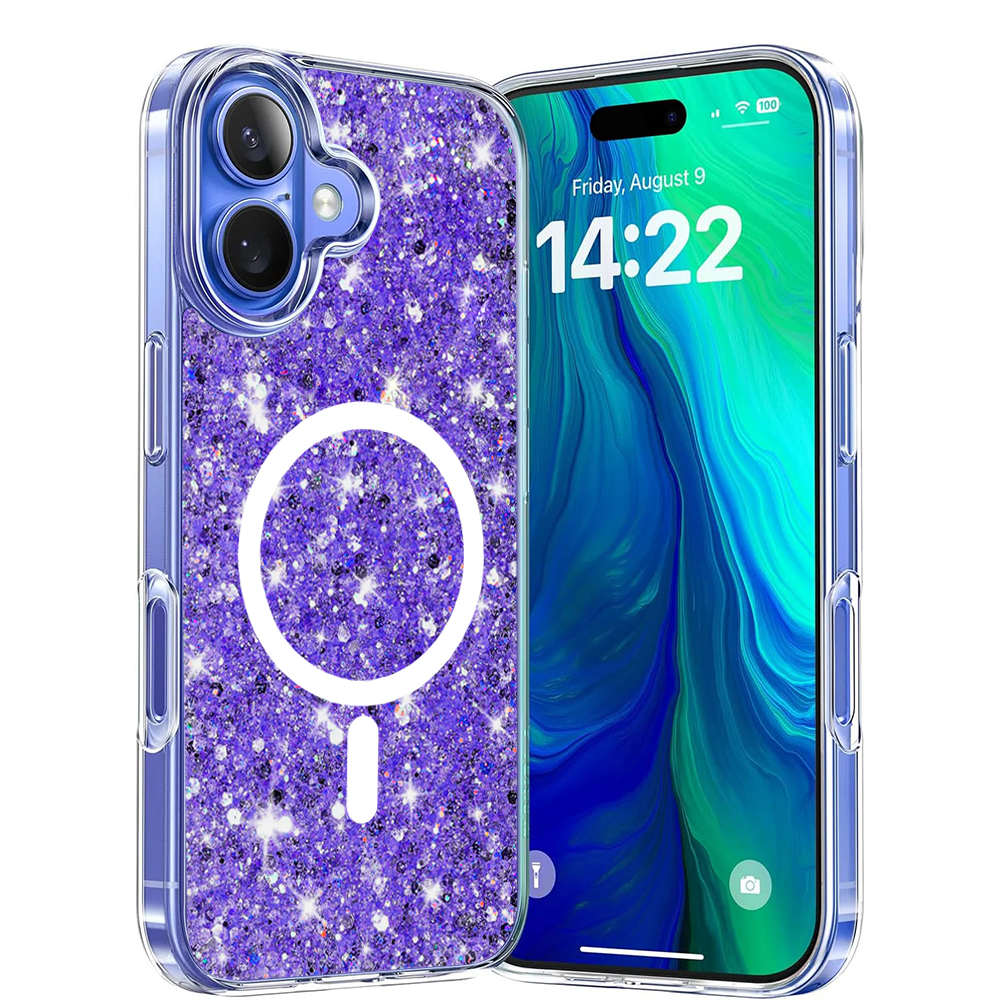 Techsuit Sparkly Glitter MagSafe kryt na iPhone 16 – fialový KF2332823