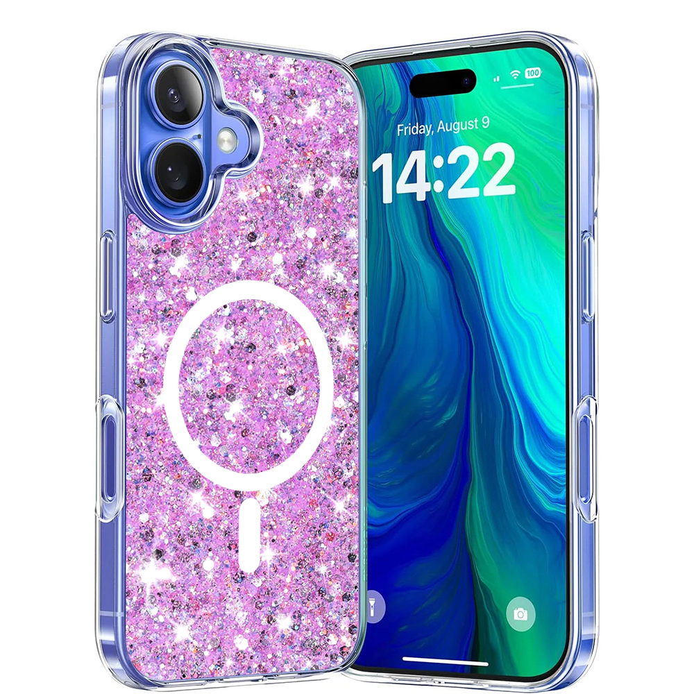 Techsuit Sparkly Glitter MagSafe kryt na iPhone 16 – magenta KF2332824