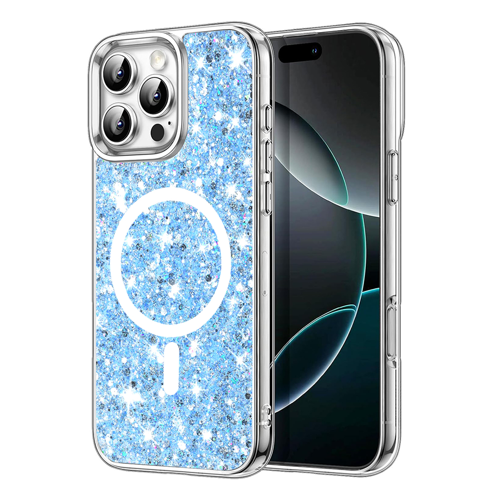 Techsuit Sparkly Glitter MagSafe kryt na iPhone 16 Pro Max – modrý KF2332837