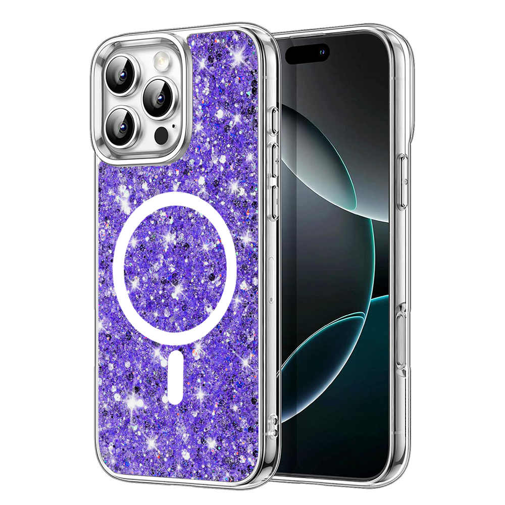 Techsuit Sparkly Glitter MagSafe kryt na iPhone 16 Pro Max – fialový KF2332838