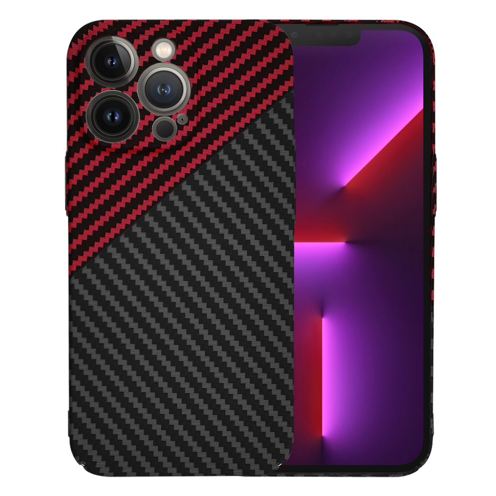 Techsuit Carbonite FiberShell kryt na iPhone 13 Pro – červený Vortex KF2333216