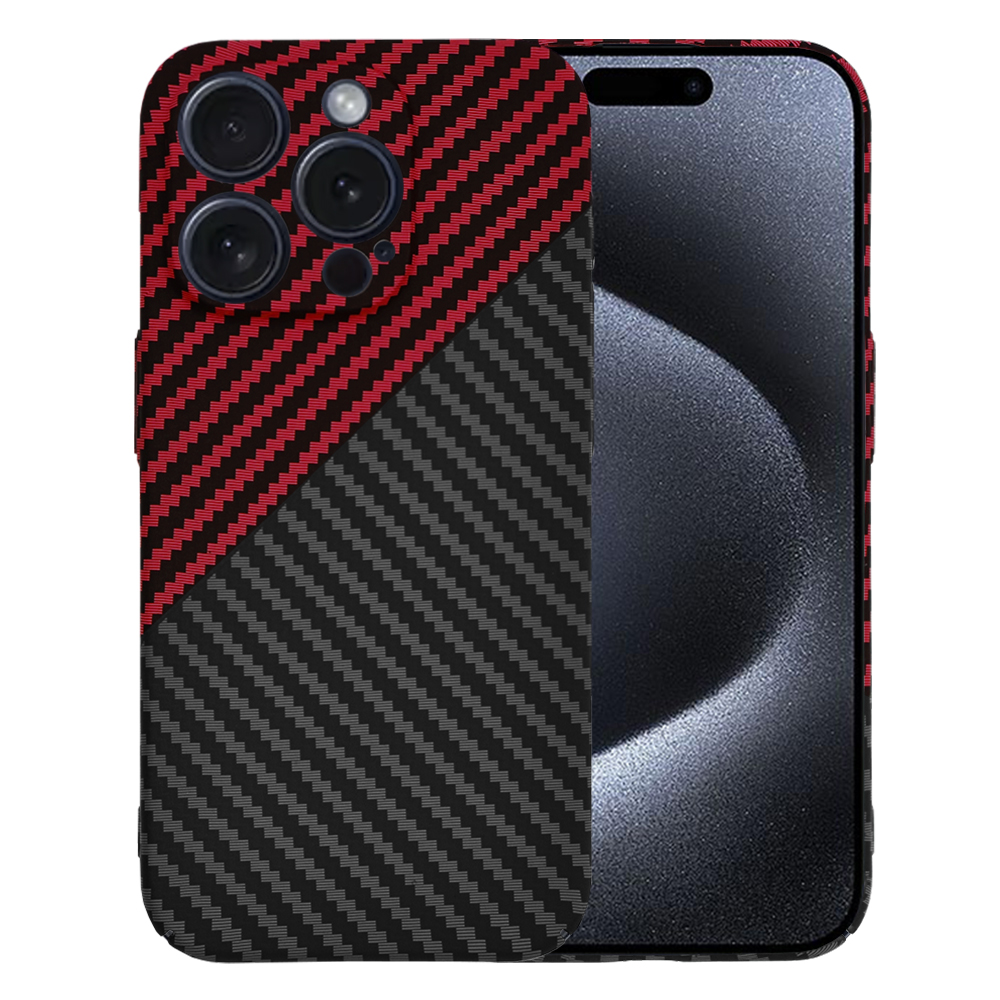 Techsuit Carbonite FiberShell kryt na iPhone 15 Pro – červený Vortex KF2333266