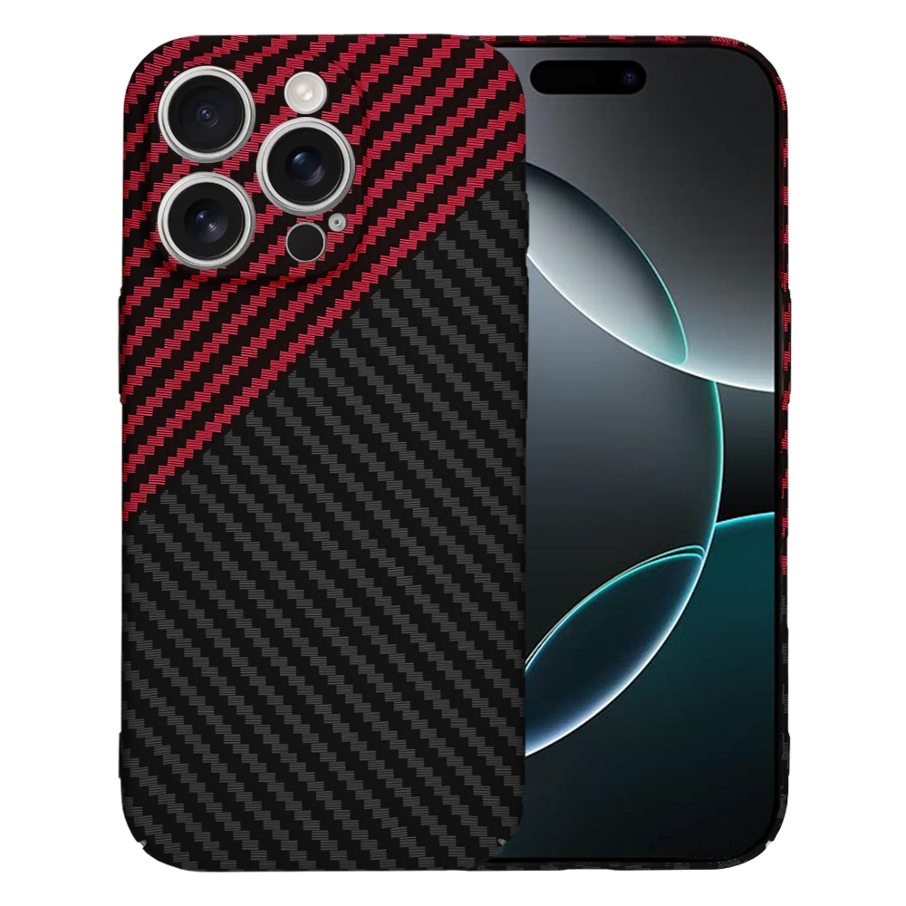 Techsuit Carbonite FiberShell kryt na iPhone 16 Pro – červený Vortex KF2333471